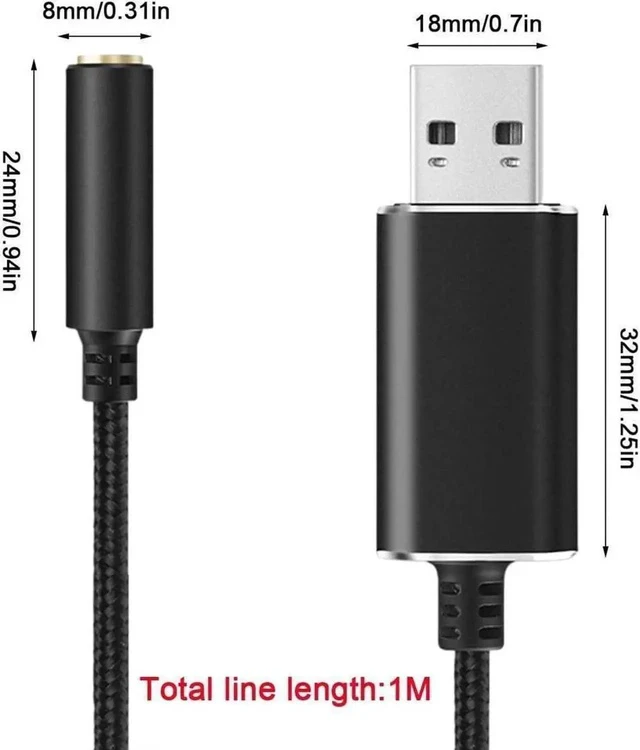 Alt view image 3 of 7 - USB to Audio Jack, USB to Audio Adapter 3.5mm to USB, External Stereo Sound Card for Headset/Microphone/Laptop/PC Wuwai