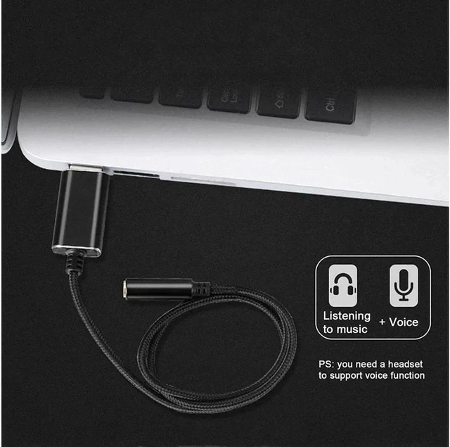 Alt view image 4 of 7 - USB to Audio Jack, USB to Audio Adapter 3.5mm to USB, External Stereo Sound Card for Headset/Microphone/Laptop/PC Wuwai