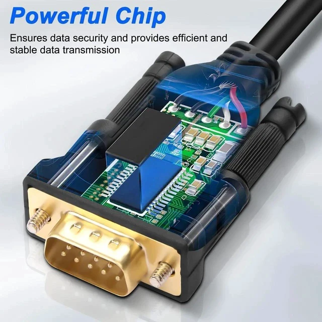Alt view image 4 of 6 - USB to RS232 DB9 Serial Adapter Cable USB A Male to D-SUB 9-Pin Male Converter Cord with Gold Plated Support Winows11/10/8.1/8/7 Vista/XP and Mac OS -1.5M/4.29FT