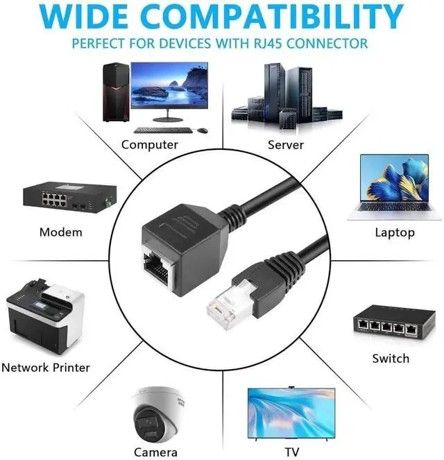 Alt view image 3 of 7 - Cat6 Ethernet Cable with On/Off Switch High Speed RJ45 Male to Female Extension Cable with 304 Switch Cat6 Internet Network Cable,1M 3.3FT (Male to Female)