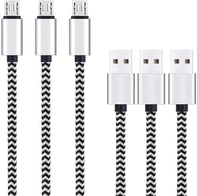Alt view image 4 of 6 - Micro USB Cable 10ft 3Pack by High Speed 2.0 USB A Male to Micro USB Sync Charging Nylon Braided Cable for Android Phone Charger Cable Tablets Wall and Car Charger Connection
