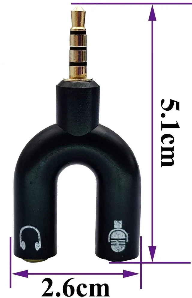 Alt view image 2 of 6 - 3.5mm Headphone Y Splitter Adapter Gold Plated 4 Pole 3.5mm Male to 3.5MM Headphone+Microphone (MIC) Female Plugs Audio Stereo Converter(2-Pack)