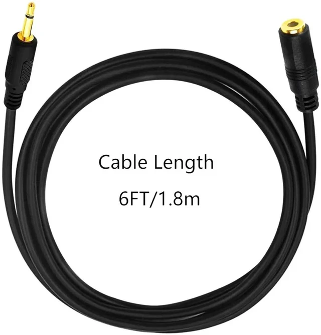 Alt view image 2 of 5 - 3.5mm Mono Extension 1/8" TS Mini Monaural Audio Plug Jack Connector IR Infrared Sensor Receiver Extender Male to Female Cable Wire 6FT/1.8m Black