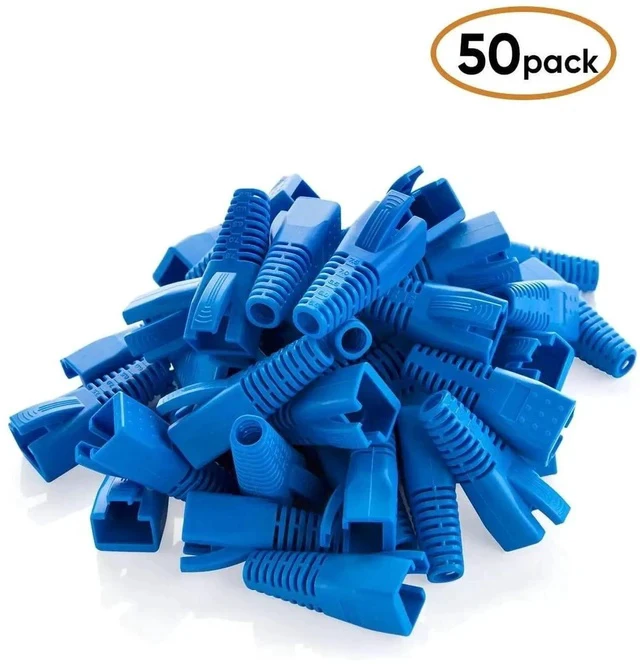 Alt view image 5 of 6 - 50 Pack Blue RJ45 Strain Relief Boots, Cable Connector Covers Fit CAT5/CAT5E/CAT6/CAT6A LAN Cables, Flexible Protective Sleeves for Multiple Wire Diameters