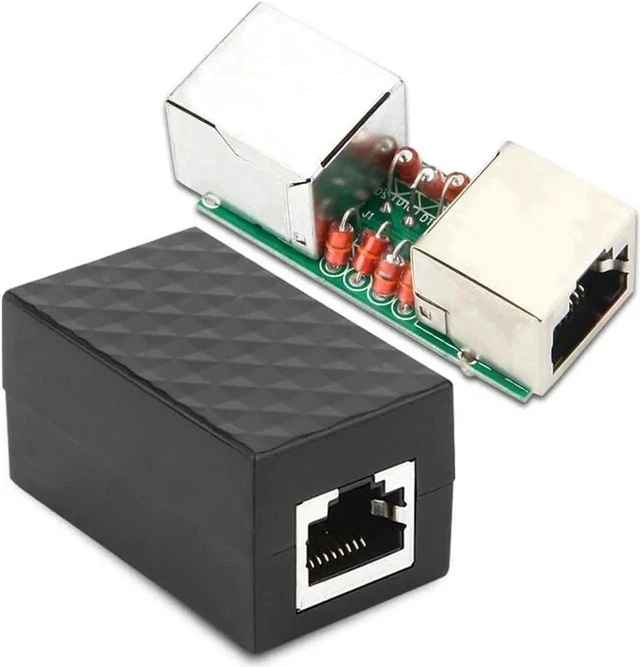 Alt view image 2 of 5 - RJ45 In-Line Surge Lightning Protector Coupler, Cat5e/Cat6/Cat7 LAN Network Cable Extender Surge Suppressor RJ45 Straight Through Connector