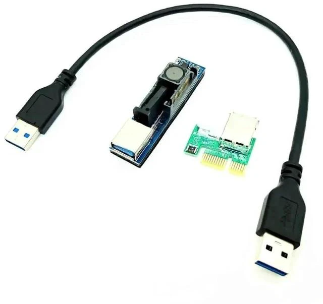 Main image of 30cm PCI-E 1X Riser Card, USB3.0 PCI Express X1 to X1 Extension Cable Adapter for Network Card, Mining & Expansion Devices