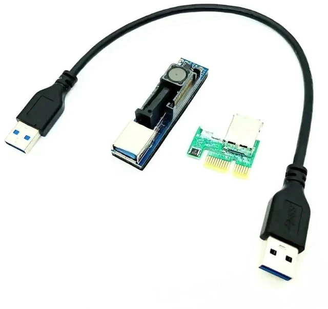Alt view image 2 of 3 - 30cm PCI-E 1X Riser Card, USB3.0 PCI Express X1 to X1 Extension Cable Adapter for Network Card, Mining & Expansion Devices