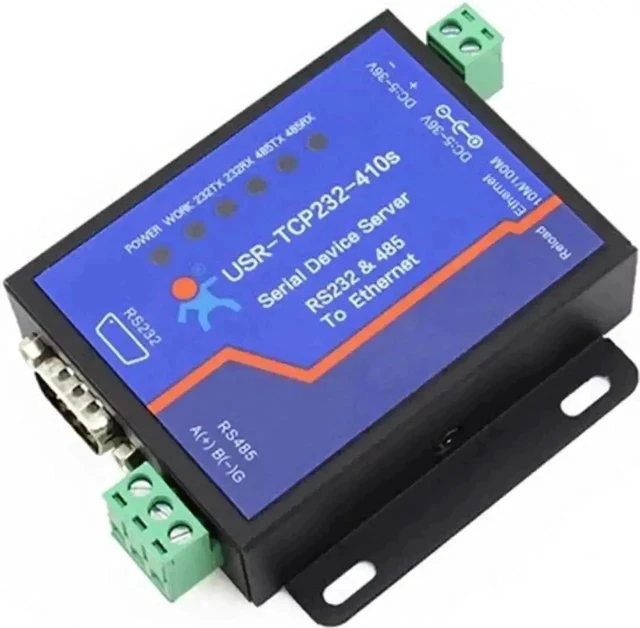 Alt view image 3 of 3 - USR-TCP232-410s Serial to Ethernet Adapter, Dual RS232 & RS485 Industrial IP Device Server, 10/100Mbps LAN Converter with DHCP & DNS Support for PLC, Sensor & Industrial Automation