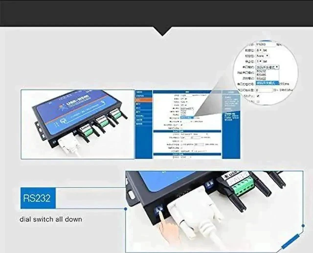 Alt view image 3 of 5 - USR-N540 4-Port Industrial Serial to Ethernet Device Server, RS232/RS485/RS422 to RJ45 TCP/IP Converter with Modbus Gateway, DHCP & DNS Support for Industrial PLC Automation