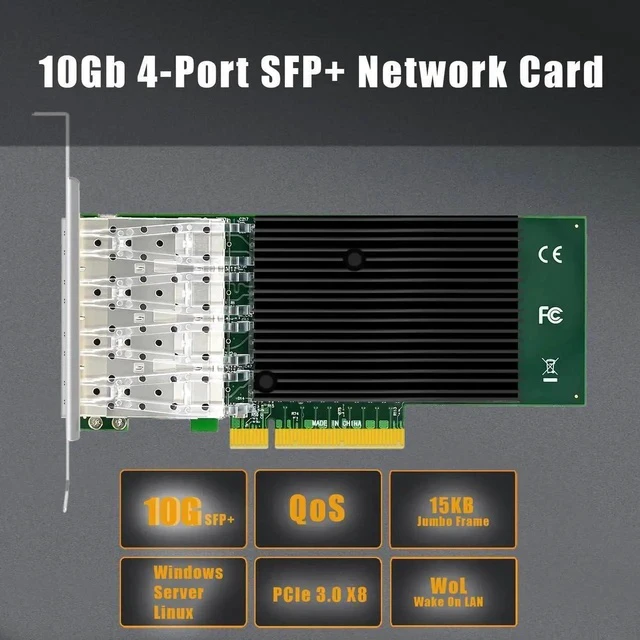 Alt view image 6 of 7 - ST7219 4-Port 10G SFP+ Ethernet Network Card with Intel X710-BM1 Controller, PCIE 3.0 X8 Interface, Support Windows 11/10/Windows Server/Linux/ESX/VMware ESXi(Not Support Mac OS)