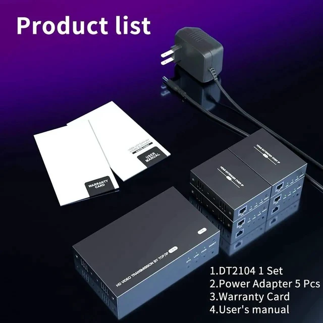 Alt view image 4 of 7 - 150m HDMI Splitter Extender 1x4 Transmit Remote 1080P Audio Video Over Cat5e/6 Ethernet Mirror 4 Screens Support Loopout Remote 1 in 4 Out for TV