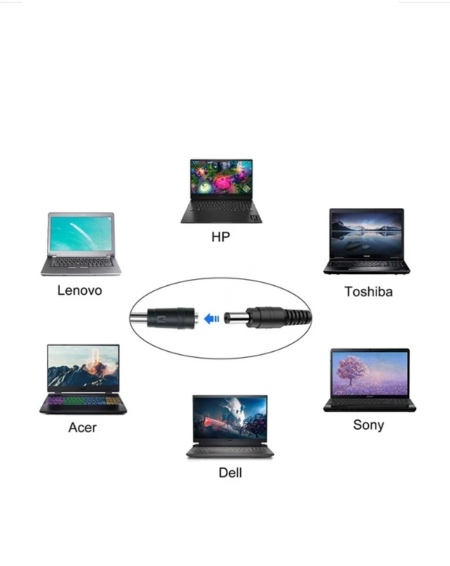 Alt view image 6 of 6 - 100W USB-C DC Power Adapter Kit, Universal AC-DC Laptop Power Supply with 5.5x2.1mm DC Port & 10 Interchangeable DC Tip Connectors