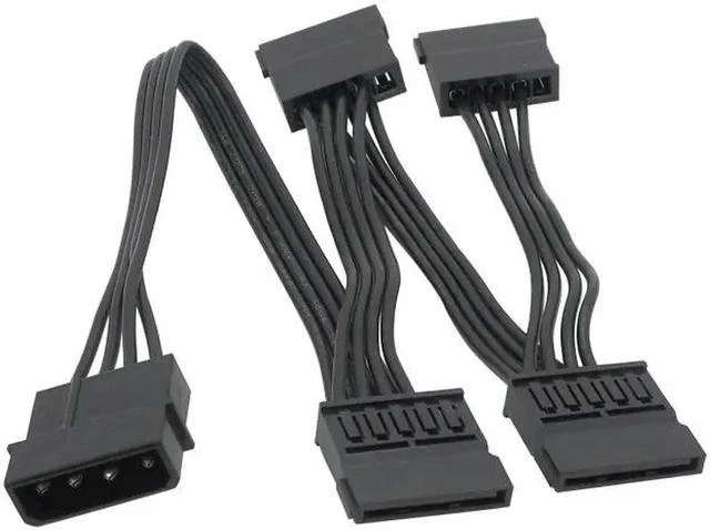 Main image of 4 Pin Male to SATA 15 Pin Female Power Supply Cable 1 to 4 Cord Hard Drive IDE M-olex to 4-Port 15Pin SATA Power Cable 30 inch