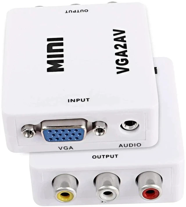 Alt view image 4 of 7 - VGA to AV RCA Composite Converter Adapter Box with USB Power Cable HD 1080P Audio Video Converter PC to TV Set Top Box