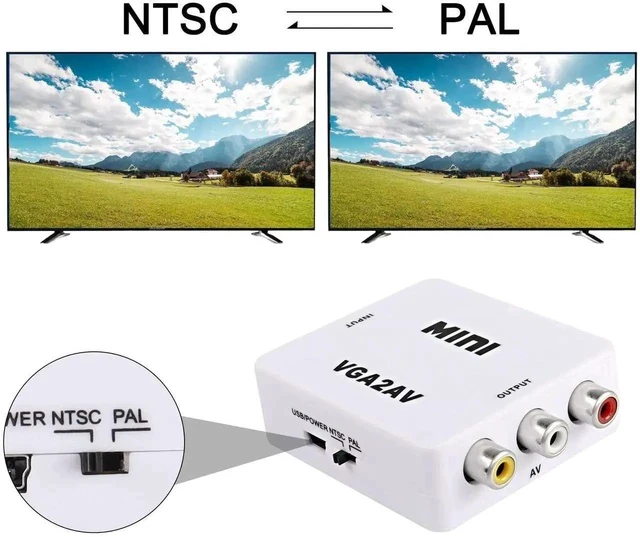 Alt view image 5 of 7 - VGA to AV RCA Composite Converter Adapter Box with USB Power Cable HD 1080P Audio Video Converter PC to TV Set Top Box