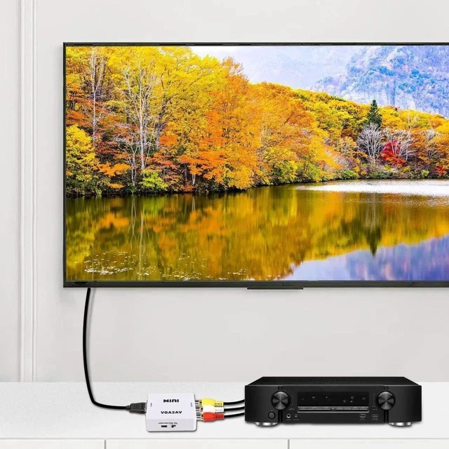 Alt view image 6 of 7 - VGA to AV RCA Composite Converter Adapter Box with USB Power Cable HD 1080P Audio Video Converter PC to TV Set Top Box