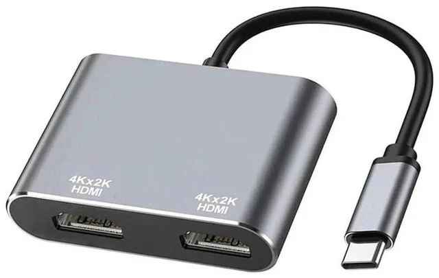Main image of USB-C to Dual HDMI 4K@60Hz Adapter, Type-C Dual Monitor Splitter Supporting Extended Display Mode, Multiport Display Converter Compatible with MacBook Air/Pro, Dell XPS, HP, Surface & Chromebook Lapto