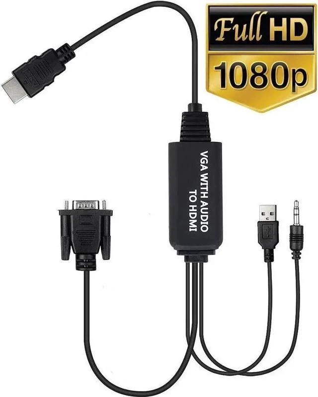 Main image of VGA to HDMI Adapter with Audio, (PC VGA Output Source to TV/Monitor with HDMI Input Display), VGA Male to HDMI Female Converter for Monitor, 1080p VGA HDMI Adapter USB Powered