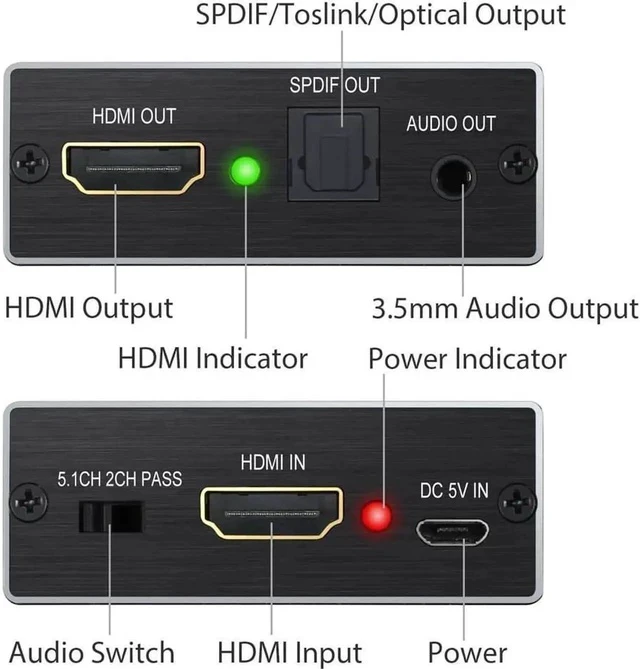 Alt view image 6 of 7 - HDMI Audio Extractor Converter HDMI to Optical Toslink SPDIF with 1M HDMI 1.4 Cable and 3.5mm Stereo Audio Splitter Adapter Support 4K x 2K 3D