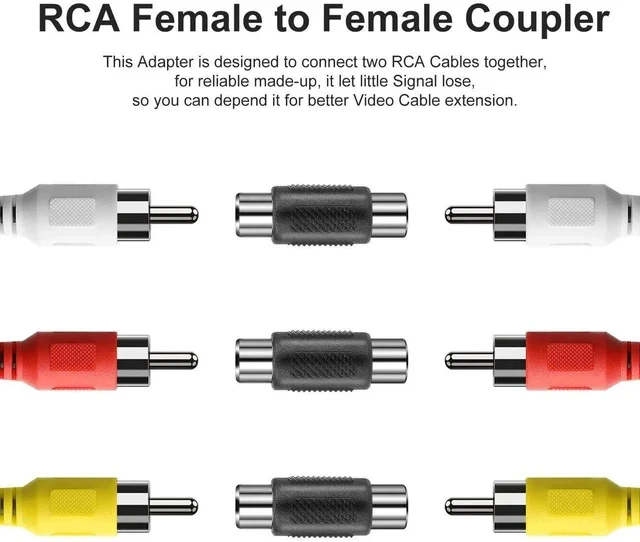 Alt view image 6 of 7 - RCA Female to Female Coupler, 6 Pack Audio Video Adapter Connector Gold Plated RCA Jack to Jack Converter for Speaker, Amplifier, TV, Silver