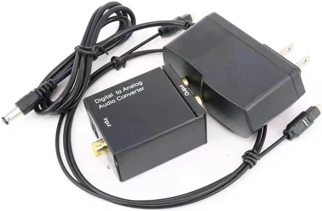 Alt view image 2 of 4 - Digital Optical Coax to Analog RCA Audio Converter Adapter with Fiber Cable