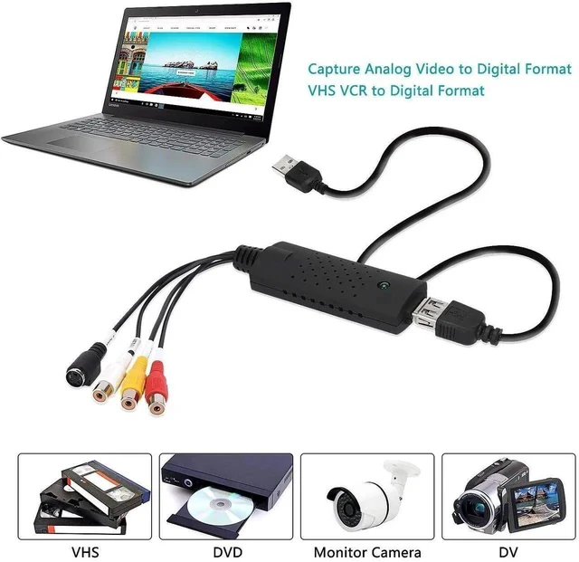 Alt view image 2 of 6 - USB Audio Video Converter, VHS to Digital Converter, Video Capture Card Digitize from Analog Video VCR VHS DVD, for Windows 7 8 10