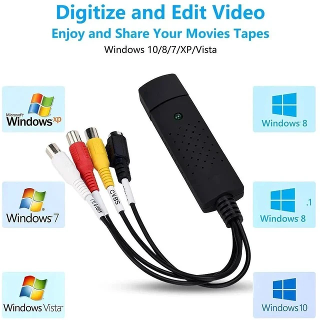Alt view image 4 of 6 - USB Audio Video Converter, VHS to Digital Converter, Video Capture Card Digitize from Analog Video VCR VHS DVD, for Windows 7 8 10