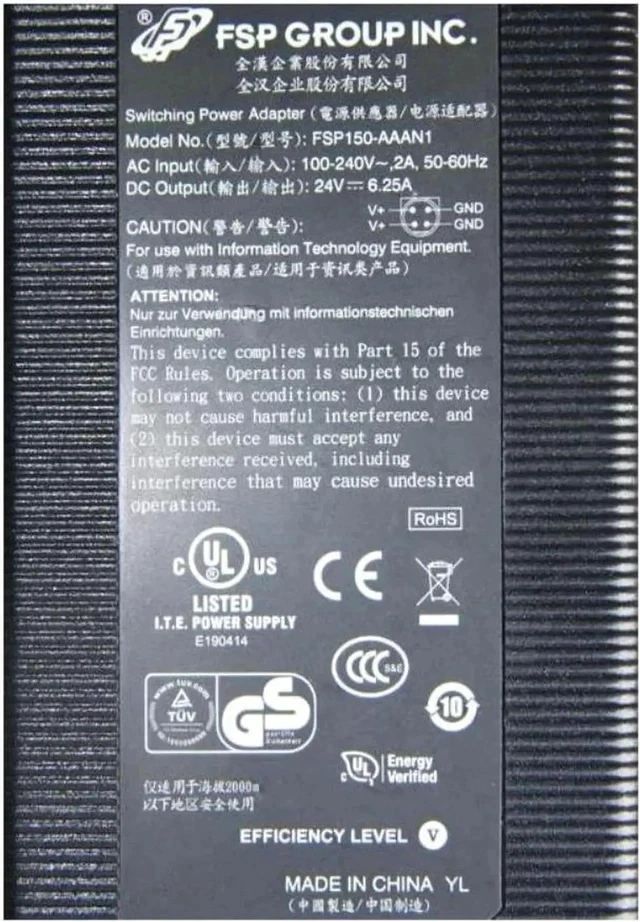 Alt view image 2 of 2 - 24V 6.25A 150W 4PIN AC DC Power Adapter Replacement for FSP FSP150-AAAN1 FSP150-ABA, Compatible with PIONEER MAW-EM55 POS System Monitor Charger