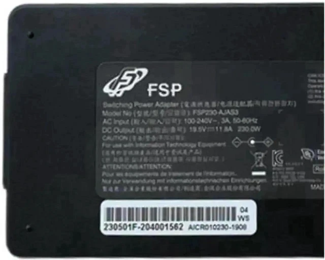Alt view image 2 of 2 - 230W 19.5V 11.8A AC DC Power Adapter 5.5x2.5mm DC Connector Replacement for FSP FSP230-AJAS3, High Power Gaming Laptop Charger Power Supply