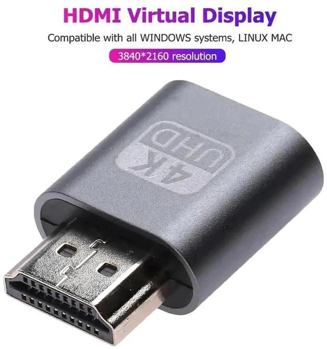 Alt view image 3 of 3 - HDMI Dummy Plug Virtual Display Adapter, HDMI 1.4 DDC EDID Emulator Headless Ghost Monitor Plug for GPU Remote Access