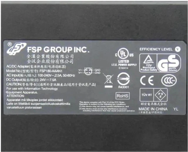 Alt view image 2 of 2 - FSP FSP180-AAAN1 / FSP180-AAAN2 180W AC Switching Power Adapter, DC 24V 7.5A 4-Pin Connector Charger for Laptops, IPC & Embedded Devices