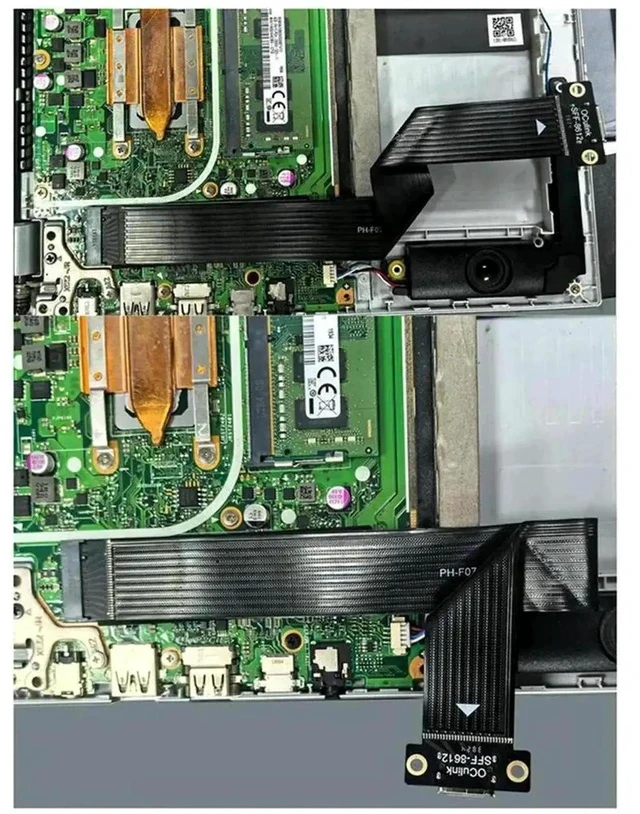Alt view image 2 of 3 - M.2 NVMe M-Key to OCuLink SFF-8612 Extension Cable, PCIe 4.0 x4 64Gbps High Speed Riser Cord for External eGPU Graphics Card, NVMe SSD Docking, Desktop & Laptop Mini PC
