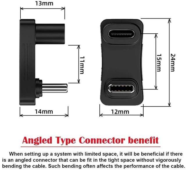 Alt view image 2 of 7 - 10Gbps USB3.0 Type C Male to Female Adapter, Opposite U-Shape Back Angled USB-C Elbow Converter Support Power Data 4K Video, Compatible with Steam Deck, Phone, Laptop