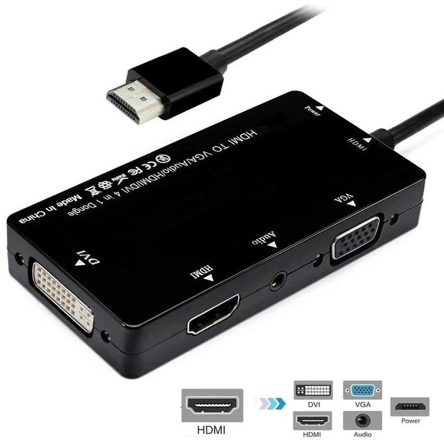 Alt view image 3 of 7 - HDMI to VGA Audio HDMI DVI Adapter Multiport Splitter Converter 4 in1 Dongle Compatible for PS3 HDTV PC Monitor Projector