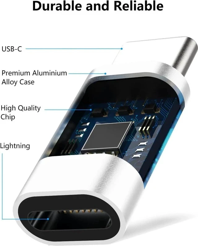 Alt view image 2 of 6 - for Lightning Female to USB C Male Adapter for iPhone 16 15 Pro Max Plus for iPad for Support 27W PD Fast Charging&Data Transfer Type C Charger Connector Cable Not for Audio/OTG Silver