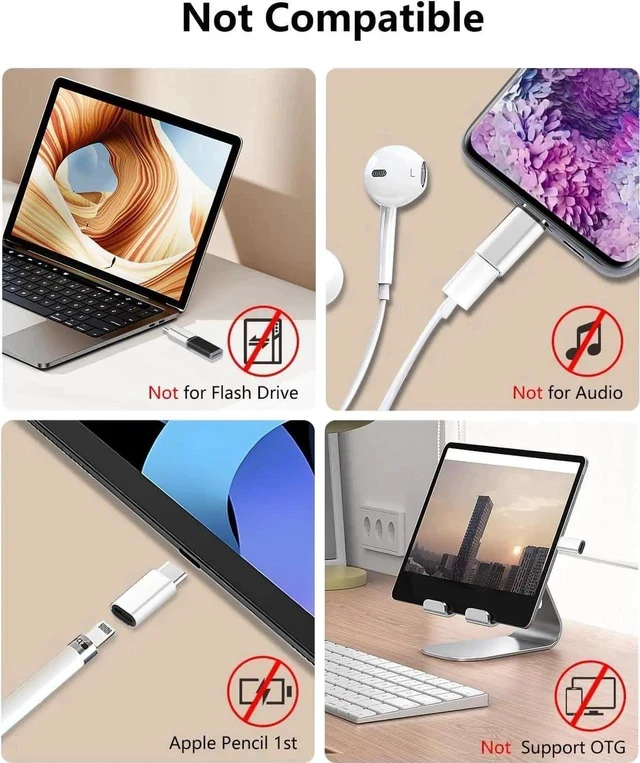 Alt view image 4 of 6 - for Lightning Female to USB C Male Adapter for iPhone 16 15 Pro Max Plus for iPad for Support 27W PD Fast Charging&Data Transfer Type C Charger Connector Cable Not for Audio/OTG Silver
