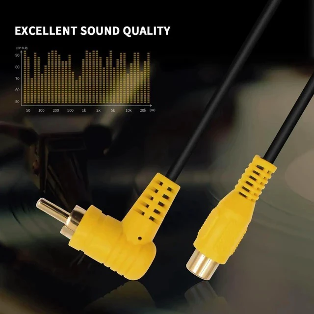 Alt view image 5 of 7 - Short RCA Extension Cable 6in/15cm, 90 Degree RCA Subwoofer Cable, RCA Male to Female Audio Cable Supports Shielded Digital Analogue, for HDTV, DVD, Amplifiers 2 Pack