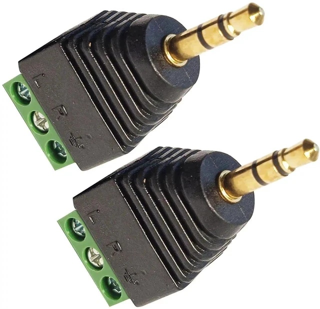 Alt view image 5 of 7 - 3.5mm 3 Pole Stereo Audio Male to 3 Screw Terminal Female Adapter 1/8 Inch TRS Stereo to 3-Pole Soldless Screw Double Track Headphone Converter 2-Pack