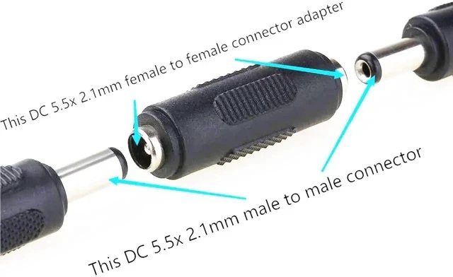Alt view image 3 of 5 - DC 5.5mm x 2.1mm Female to Female Power Jack Connector DC Barrel Charge 2.1mm X 5.5mm Adapter Female Coupler for Led Strip Light Security Camera 2pcs