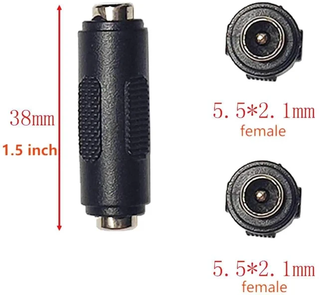 Alt view image 4 of 5 - DC 5.5mm x 2.1mm Female to Female Power Jack Connector DC Barrel Charge 2.1mm X 5.5mm Adapter Female Coupler for Led Strip Light Security Camera 2pcs