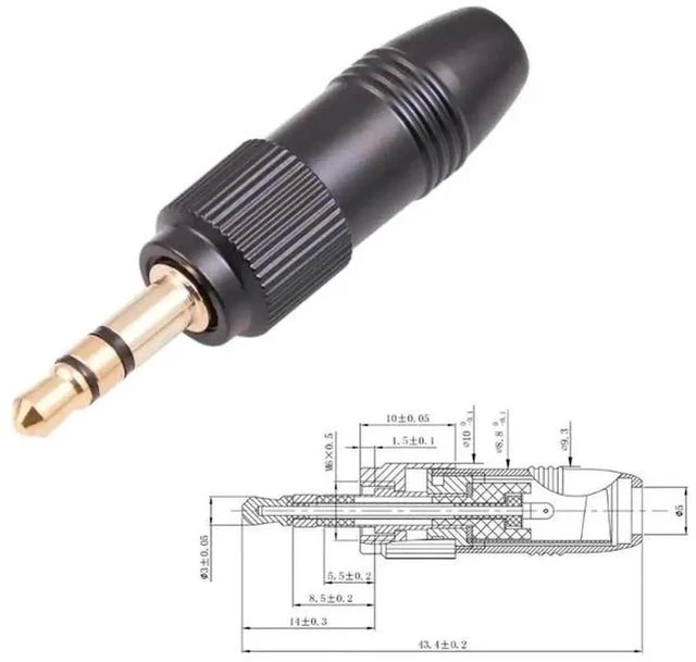 Alt view image 2 of 3 - 3.5mm 1/8 Inch Solder Type Audio Plug with M6 Internal Thread, DIY Audio Cable Replacement Connector for Lavalier Wireless Microphone