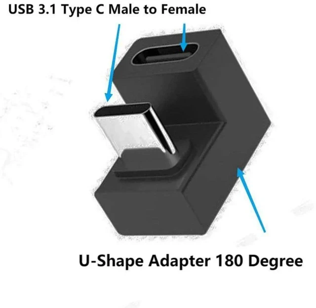 Alt view image 5 of 6 - USB C U-Shape Adapter 180 Degree USB 3.1 Type C Male to Female U-Shape Charging Connector Adapter 4K60Hz 10Gbps for Laptop,Tablet,USB-C Phone