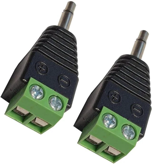 Main image of 3.5mm TS Mono Male to 2 Pin Screw Terminal Female 1/8 Inch TS Audio Plug AUX Headphone Solderless Balun Converter Adapter 2 Pack