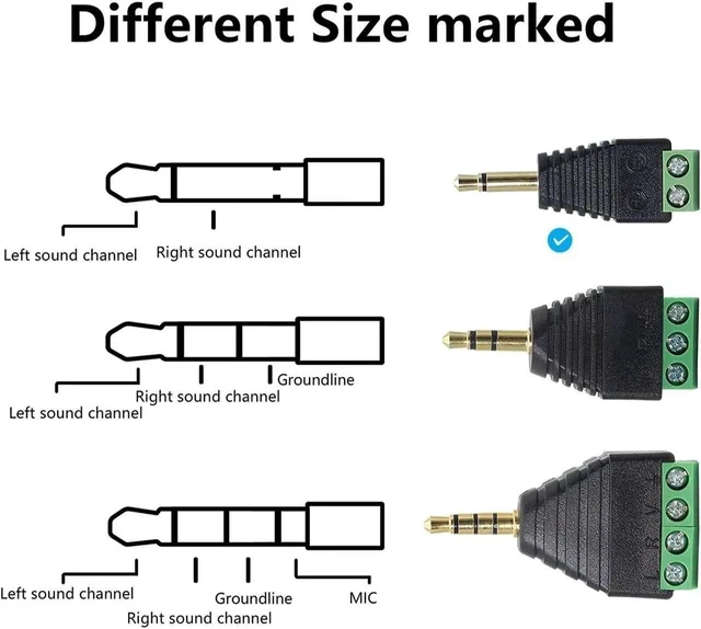Alt view image 3 of 7 - 3.5mm TS Mono Male to 2 Pin Screw Terminal Female 1/8 Inch TS Audio Plug AUX Headphone Solderless Balun Converter Adapter 2 Pack