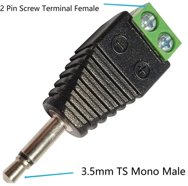 Alt view image 7 of 7 - 3.5mm TS Mono Male to 2 Pin Screw Terminal Female 1/8 Inch TS Audio Plug AUX Headphone Solderless Balun Converter Adapter 2 Pack