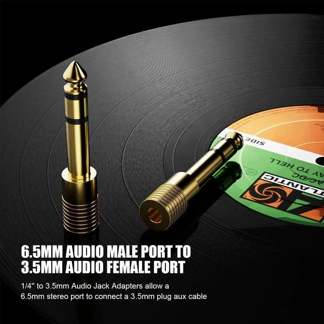 Alt view image 6 of 7 - Gold Plated 1/4 to 3.5mm Adapter, 6.35mm (1/4 inch) Male to 3.5mm (1/8 inch) Female Stereo Audio Adapter for Aux Cable, Guitar Amplifier, Headphone - 3 Pack