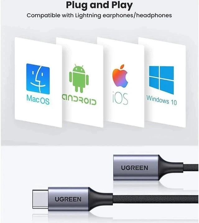 Alt view image 2 of 7 - UGREEN USB-C to Lightning Audio Adapter Cable USB Type C Male to Lightning Female Headphones Converter for iPad/MacBook/USB C Phones to Connect with Lightning Earphones Support Call