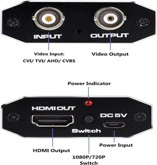 Alt view image 6 of 6 - TVI to HDMI Converter Full HD 4K Converter 1080p/720p/4K/8MP/5MP/4MP/3MP, BNC to HDMI Video Converter Adapter - CVBS/TVI/CVI/AHD to HDMI