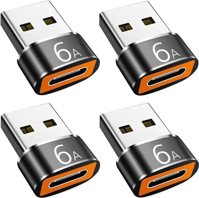 Main image of USB to USB C Adapter 4 Pack USB C Female to USB A Male Adapter Type C to USB A Charger Cable Converter Compatible with iPhone 15 14 13 12 Pro Apple Watch Airpods Galaxy S23 S22 S21