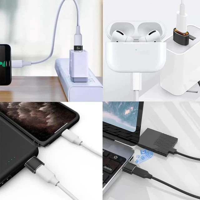 Alt view image 3 of 7 - USB to USB C Adapter 4 Pack USB C Female to USB A Male Adapter Type C to USB A Charger Cable Converter Compatible with iPhone 15 14 13 12 Pro Apple Watch Airpods Galaxy S23 S22 S21